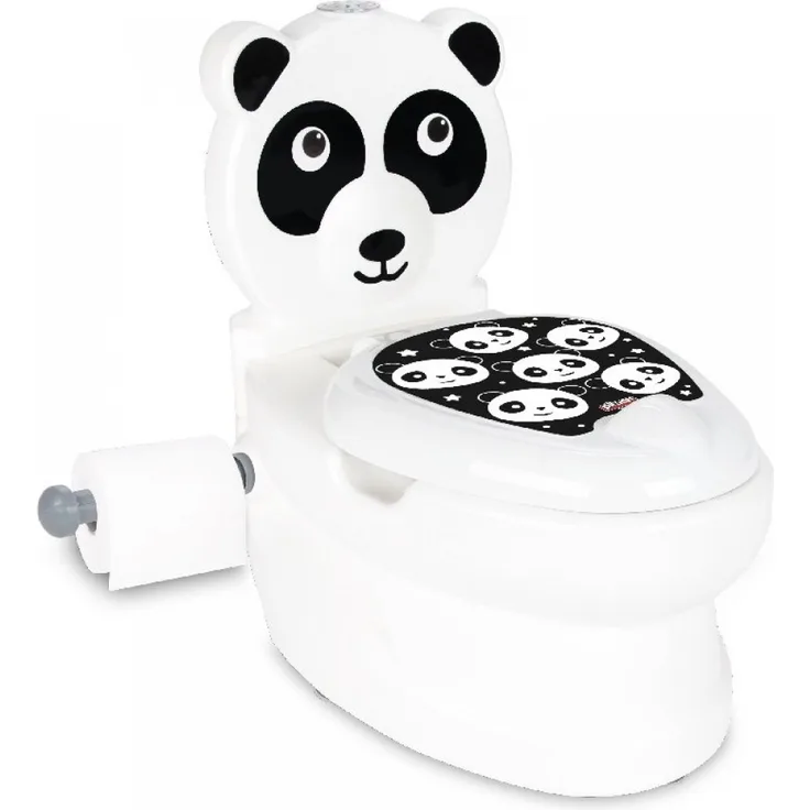 Pilsan Töpfchen Panda 07561 Toilettenpapierhalter, Musik, Licht, Klappdeckel weiß