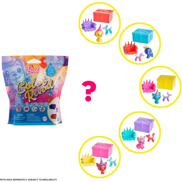 Mattel GTT13 Barbie Color Reveal Tiere Party Serie, sortiert, 1x Stück, zufällige Auswahl – Bild 3