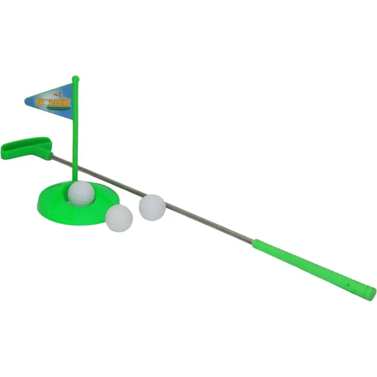 alldoro 63100 Golf Set, 5 Teilen, Kindergolf mit 1 Ziel, 1 Schläger und 3 Golfbälle, Bürogolf für Drinnen & Draußen, Golfset aus Kunststoff, Putting Übungsset, Kinder ab 3 Jahren, Minigolf Grün