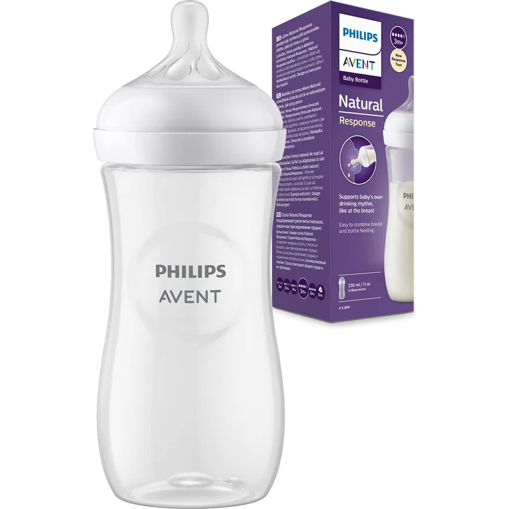 Philips Avent Babyflasche Natural Response – Babyflasche, 330 ml, BPA-frei, für Babys ab 3 Monaten (Modell SCY906/01) – Bild 1