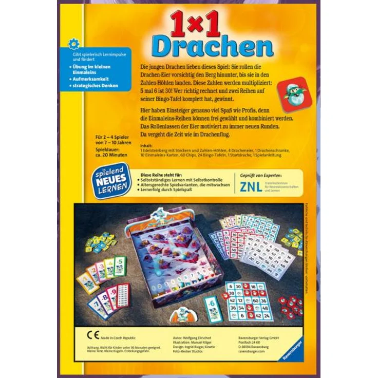 Ravensburger 24976 - 1x1 Drachen - Lernspiel für Kinder, Rechenspiel für Kinder von 7-10 Jahren, für 2-4 Spieler, Zahlenraum 1-100, kleines Einmaleins – Bild 4