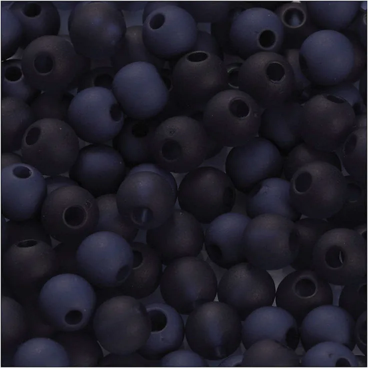 Kunststoffperlen, D: 6 mm, Lochgröße 2 mm, Blau, 40g, ca. 150 Stück