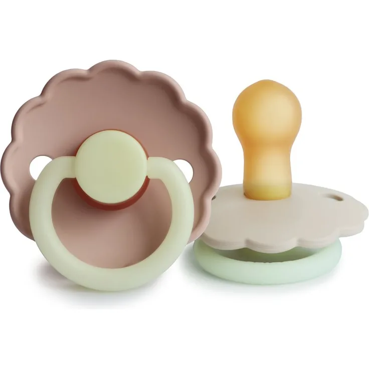 Mushie FRIGG Schnuller Daisy Latex 2er-Pack Blush Night/Cream Night - Größe 2