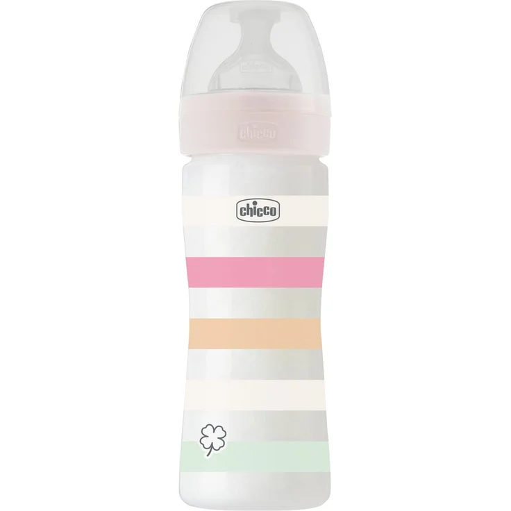 CHICCO BABYFLÄSCHCHEN WELL-BEING, 250ML, MITTLERER FLUSS, 2M+ SILIKON, WEISS – Bild 1