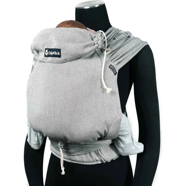 Didymos DidyKlick 4u Babytrage – Halfbuckle Tragehilfe in Silber für Neugeborene ab Geburt bis Kleinkindalter von 50 – 98/104 cm – Bauchtrage – Hüfttrage -Rückentrage – Tragesystem für Mann und Frau