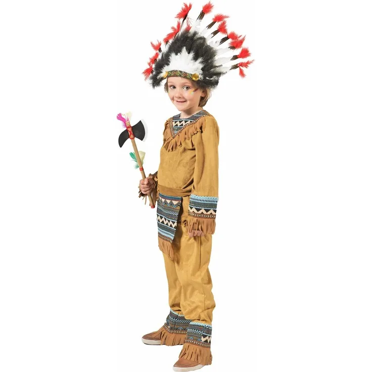 Funny Fashion Indianer Cherokee Jungen Kostüm, Braun, 104