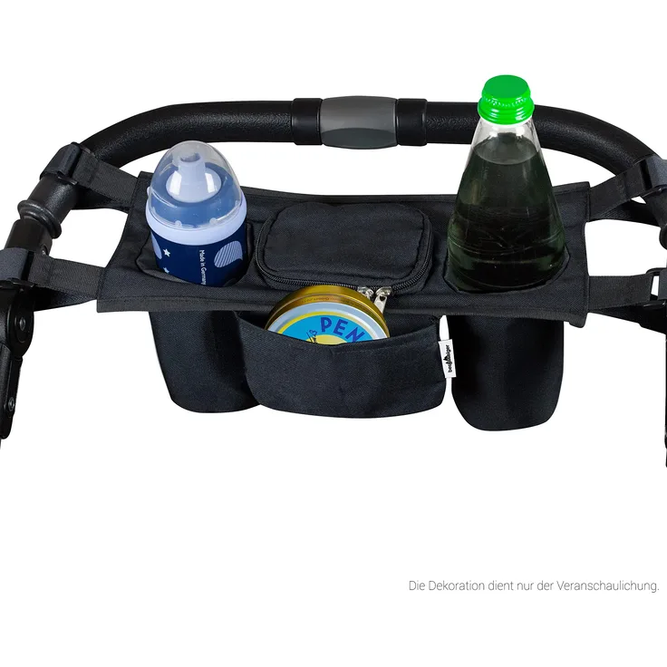 Bergsteiger Kinderwagen Organizer Basic, großes Mittelfach, zwei Getränkehalter, geringes Gewicht und einfache Handhabung, für alle Kinderwagen, Bergsteiger Kinderwagen-Zubehör