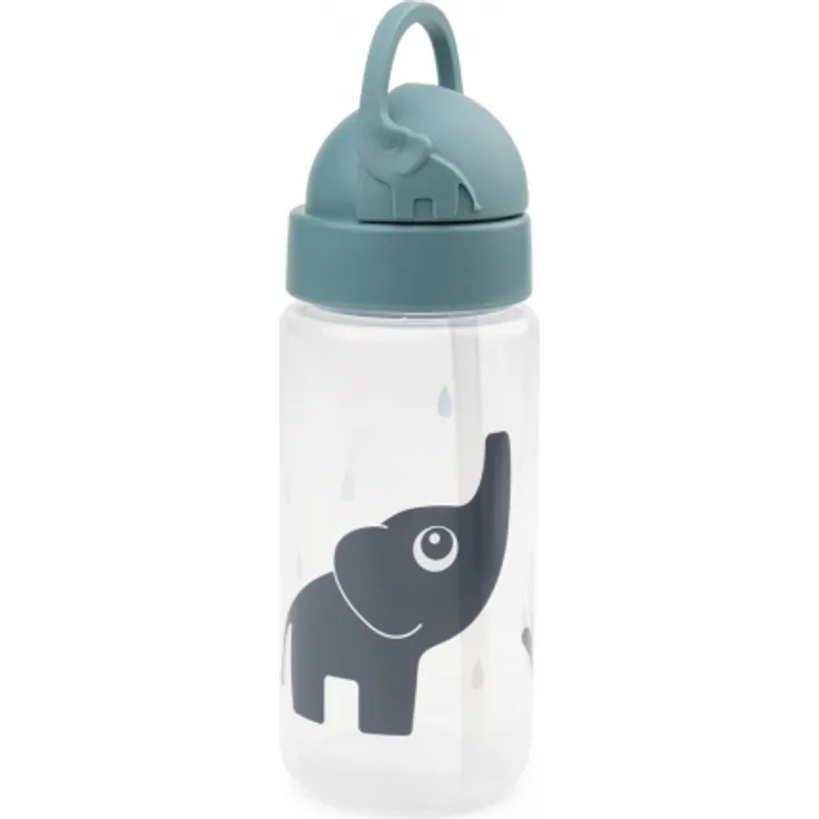 Done by Deer Flasche mit Trinkhalm Elphee blau