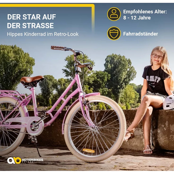 Kinderfahrrad Retrostar 24 Zoll Kinder Mädchen Fahrrad rosa retro Kinderrad – Bild 2