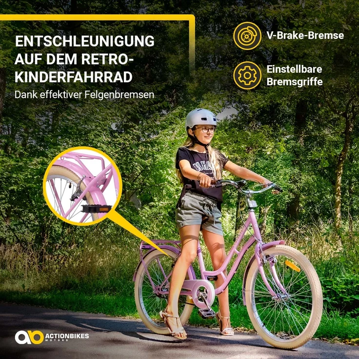 Kinderfahrrad Retrostar 24 Zoll Kinder Mädchen Fahrrad rosa retro Kinderrad – Bild 3