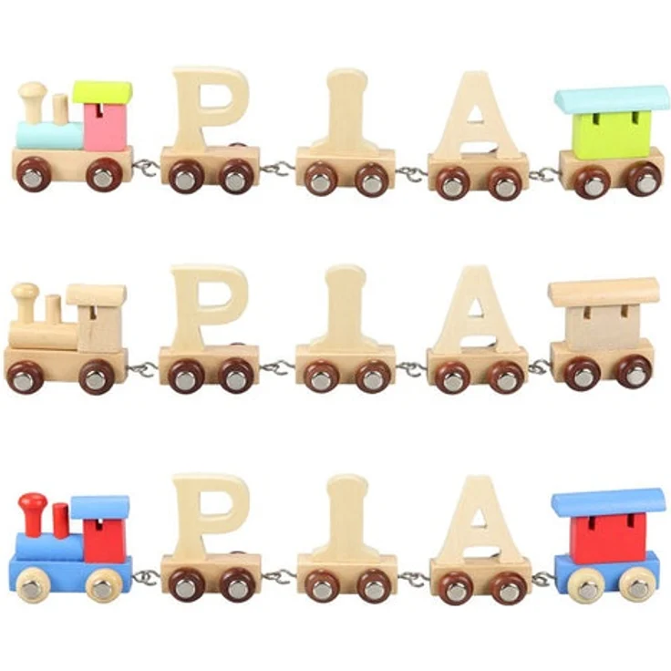 Eisenbahnwagen Buchstabe W Holz beige 5 x 3,5 x 6 cm #237 – Bild 2