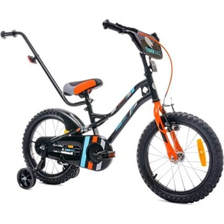 Sun Baby Bike for boys 16 inch Tiger Bike with pusher black - orange - turquoise