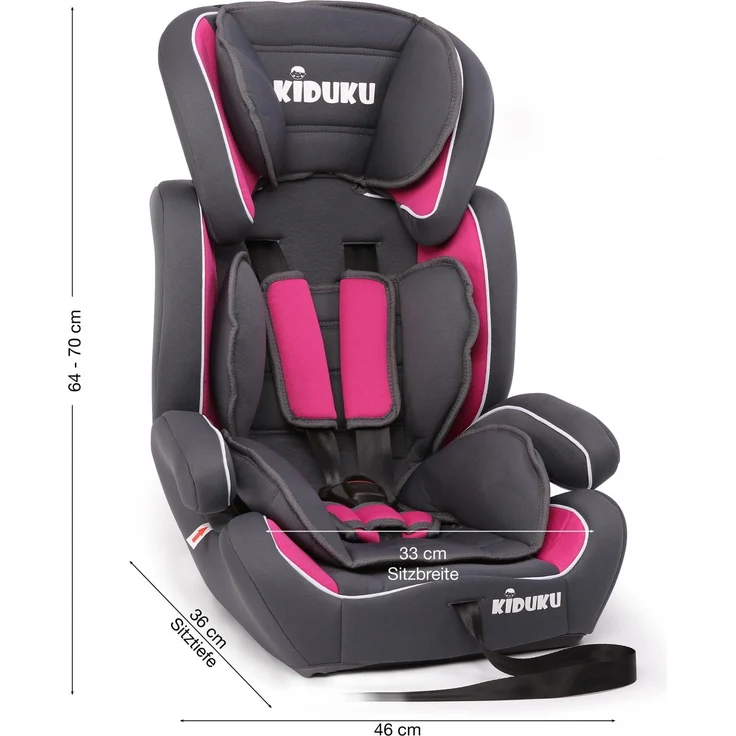 KIDUKU Autokindersitz, Grau/Pink, 9-36 kg (Gruppe 1/2/3) – Bild 2