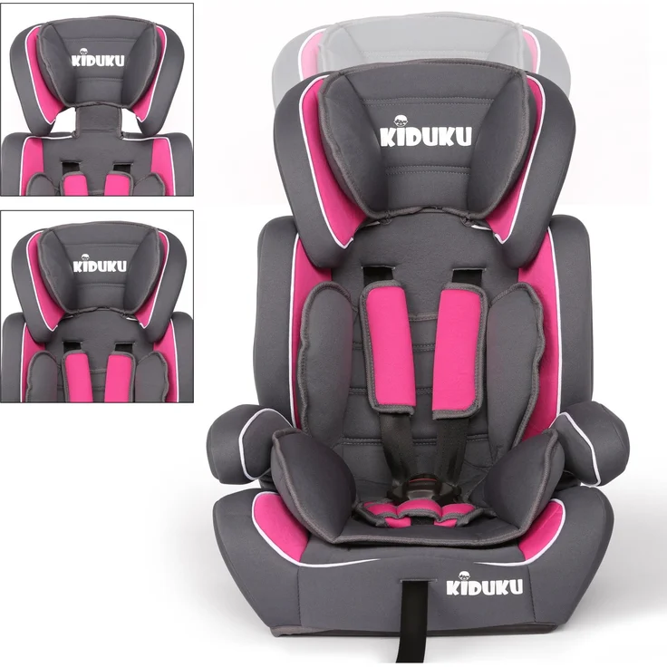KIDUKU Autokindersitz, Grau/Pink, 9-36 kg (Gruppe 1/2/3) – Bild 3