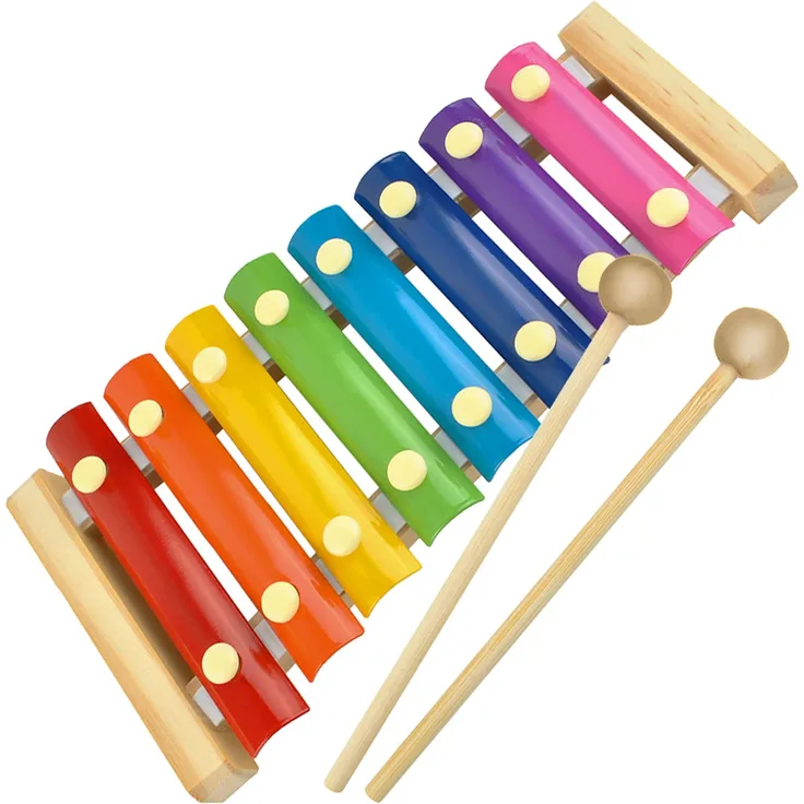 ISO TRADE Kinder Xylophon Glockenspiel Klangplatten Ungestimmt Motorik Holzschlägel 6078