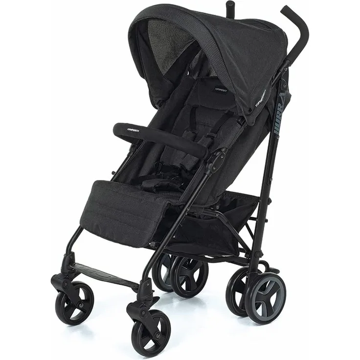 Foppapedretti Hurrà Kompakter Kinderwagen für Kinder ab Geburt bis 3 Jahre (bis 15 kg), leichter Aluminiumrahmen, Black Melange