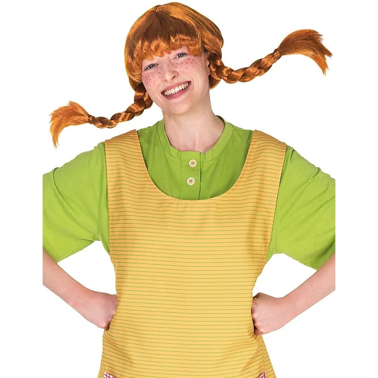 Maskworld Original Pippi Langstrumpf Perücke für Erwachsene - rote Haare mit 2 Zöpfen - Kostüm-Zubehör für Karneval, Halloween & Motto-Party
