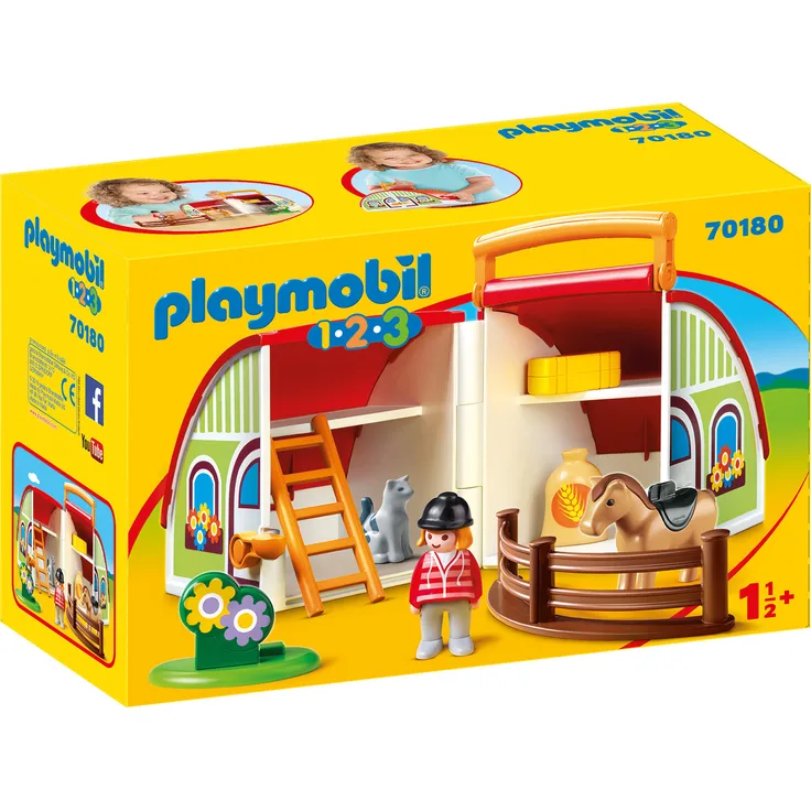 PLAYMOBIL 1.2.3 70180 'Mein Mitnehm-Reiterhof', 11 Teile, ab 1,5 Jahren - Preisvergleich