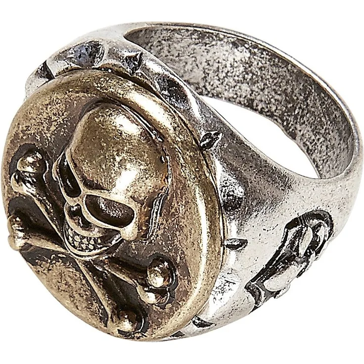 PARTY DISCOUNT Ring mit Totenkopf und gekreuzten Knochen