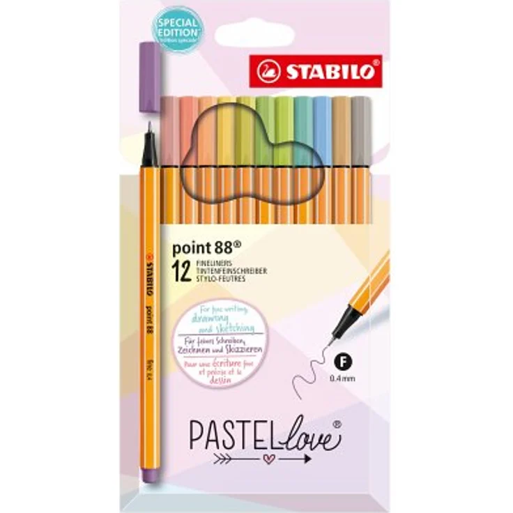 Fineliner - STABILO point 88 - Pastellove Set - 12er Pack - mit 12 verschiedenen Farben - Preisvergleich – Bild 3