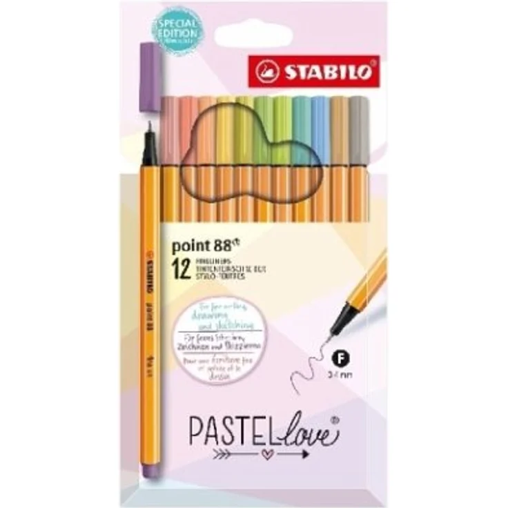 Fineliner - STABILO point 88 - Pastellove Set - 12er Pack - mit 12 verschiedenen Farben - Preisvergleich – Bild 10