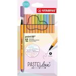 Fineliner - STABILO point 88 - Pastellove Set - 12er Pack - mit 12 verschiedenen Farben - Preisvergleich