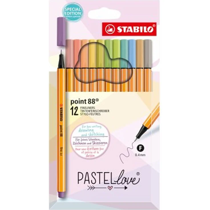 Fineliner - STABILO point 88 - Pastellove Set - 12er Pack - mit 12 verschiedenen Farben - Preisvergleich – Bild 2