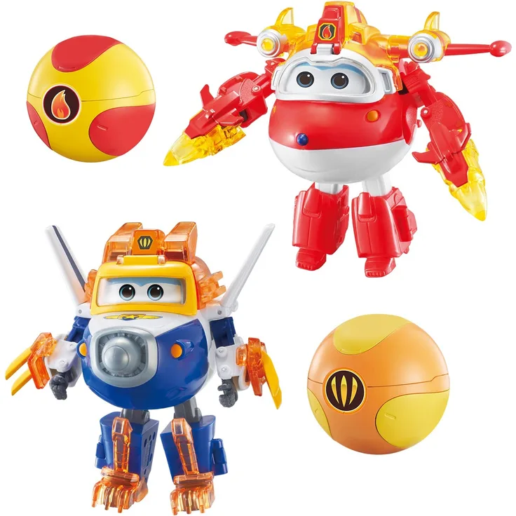 Super Wings S6 5 Zoll Transforming Jett & Paul - Super Power Robots Deformation zu Flugzeug Action Figuren Anime Kid Toys