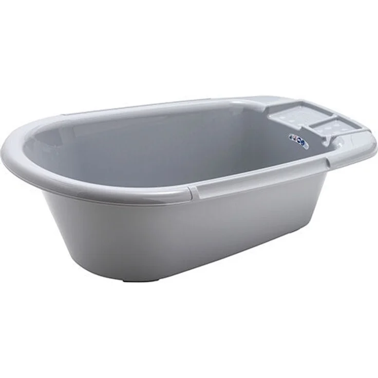 Rotho 'Bella Bambina' Babybadewanne Stone Grey, mit Ablaufstöpsel, mit integrierter Sitzmulde, 0-12 Monate – Bild 1