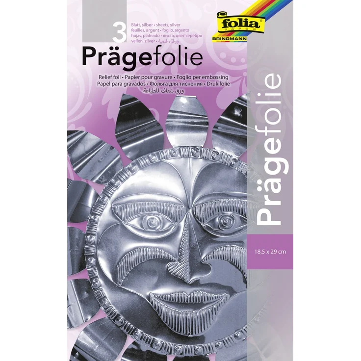 Glorex Prägefolie silber Hartmetall 19 x 30 cm, 3 Blatt – Bild 1