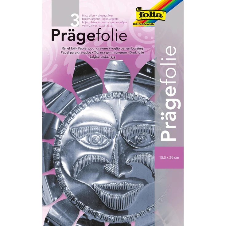 Glorex Prägefolie silber Hartmetall 19 x 30 cm, 3 Blatt – Bild 2