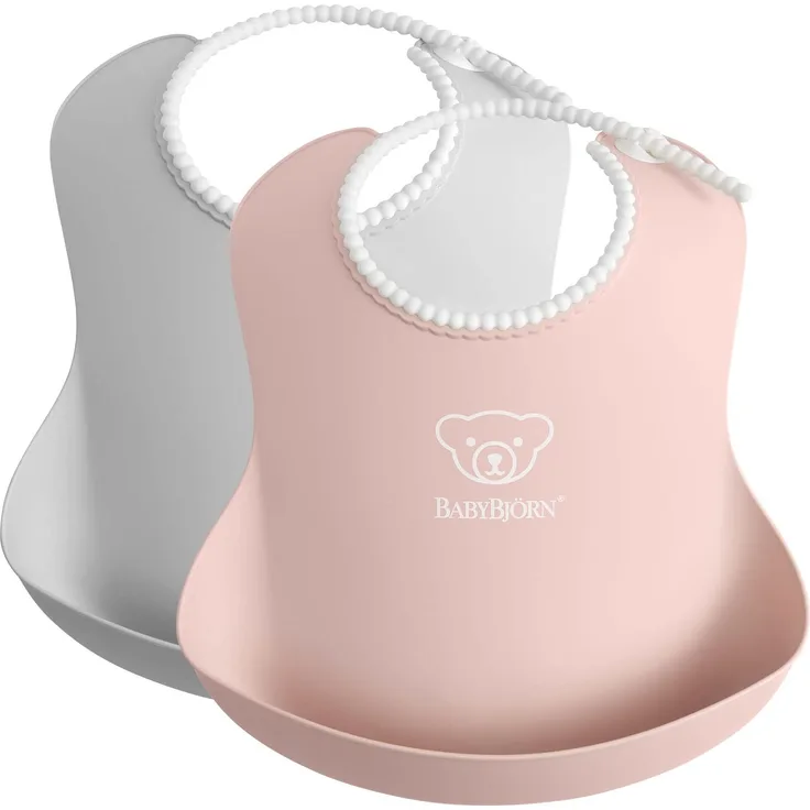 BabyBjörn Lätzchen, 2er-pack, Grau/Blassrosa