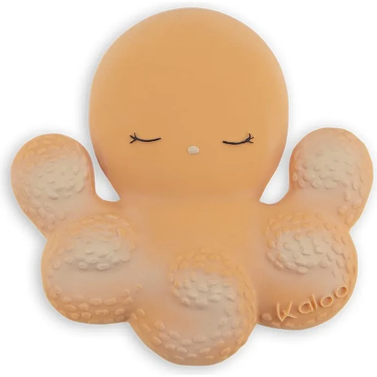 Kaloo - Petit Calme - Beißring aus Naturkautschuk - Oktopus, Orangefarben- 10 cm - Weich und Ergonomisch - Massageeffekt - ab Geburt, K970705