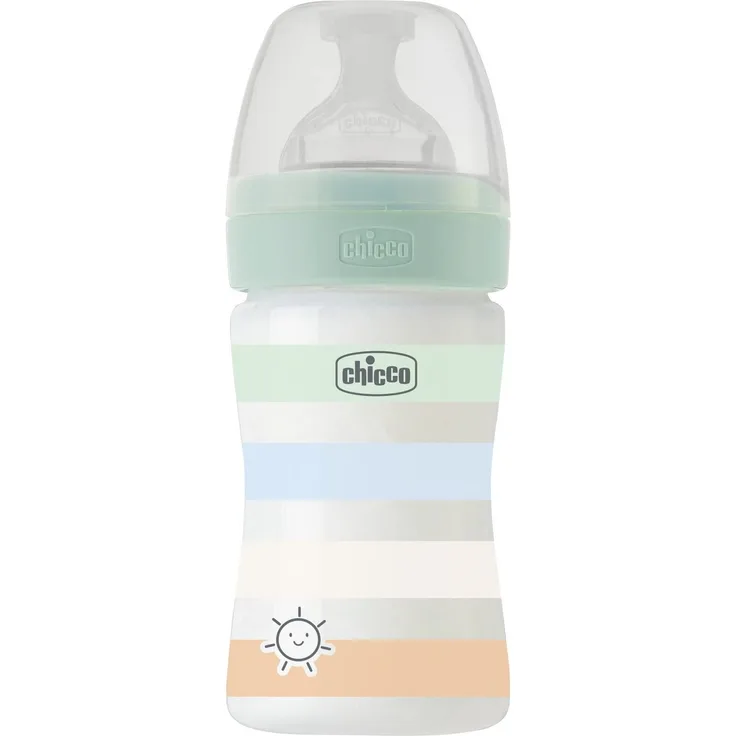 CHICCO BABYFLÄSCHCHEN WELL-BEING, 150ML, NORMALER FLUSS, 0M+, SILIKON, GRÜN
