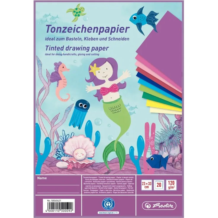 Herlitz Tonzeichenpapierblock 23x33 cm 20 Bl. farbig sort. (50040421)