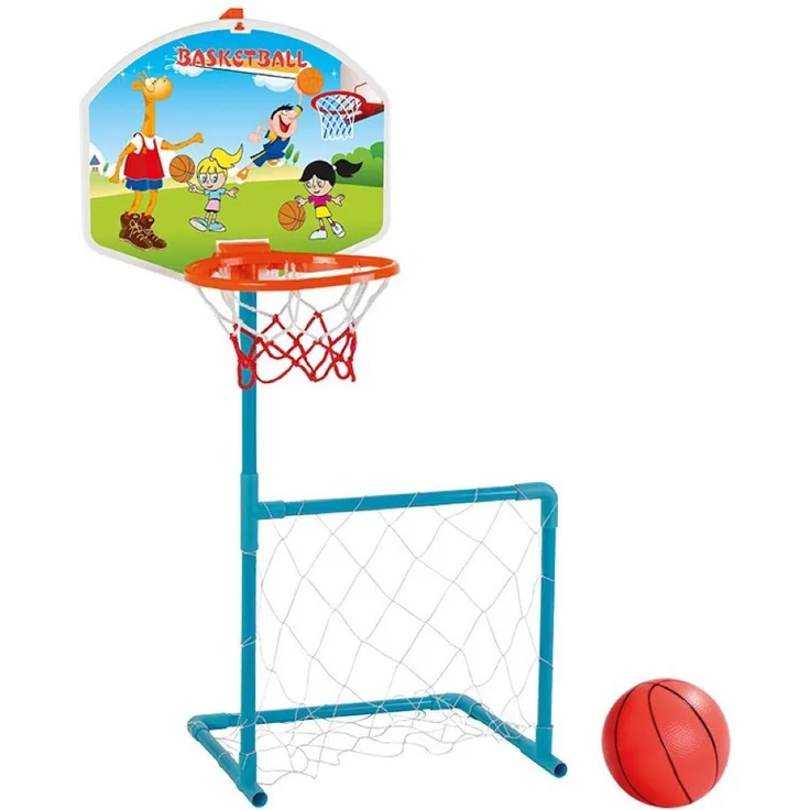 Pilsan 03392 Kinderbasketballkorb und Fußballset, ab 3 Jahre, drin und draußen blau