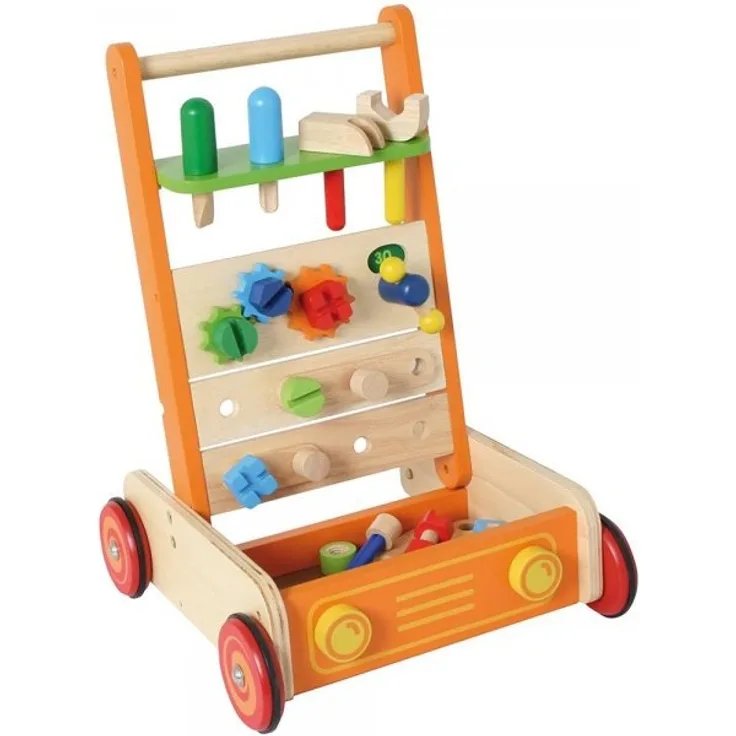 Bartl 103064 - Schiebewagen Werkbank Lauflernwagen aus Holz Werkzeug Laufwagen laufen lernen Baby