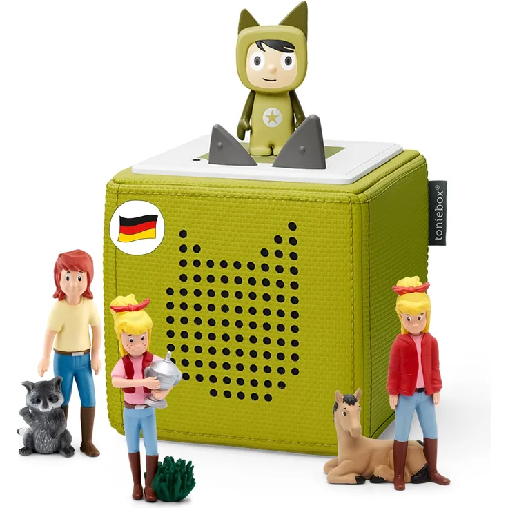 tonies Toniebox Extrapack – Toniebox Starterset Grün + 3 Hörfiguren, Toniebox Grün mit passendem Kreativ 3 x Bibi und Tina Kinder ab 6 Jahren