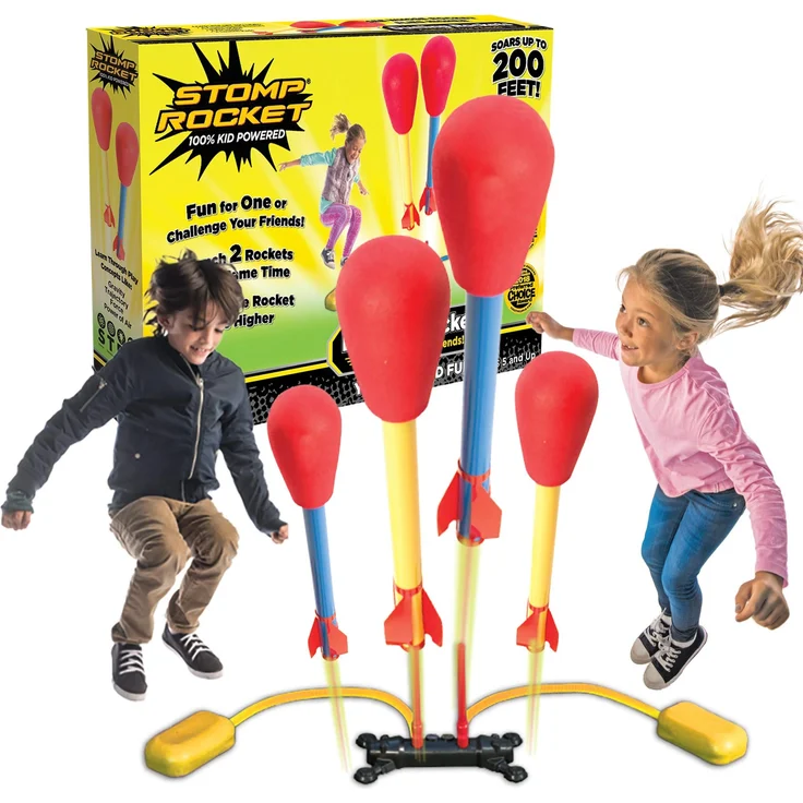Stomp Rocket Original Dueling Rockets, 4 Raketen und Spielzeug Startrampe – Outdoor Raketenspielzeug Geschenk für Jungen und Mädchen ab 5 Jahren – Outdoor-Spiele mit Freunden im Garten & Parks – Bild 1