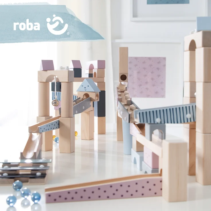 roba Kugelbahn, große Holzkugelbahn mit 100 Teilen, umfangreiche Aufbaumöglichkeiten – Bild 10