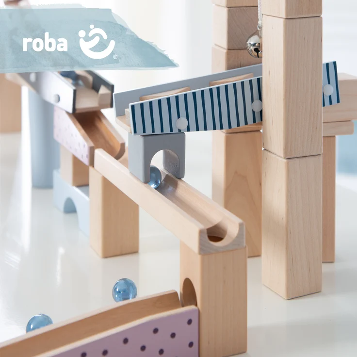 roba Kugelbahn, große Holzkugelbahn mit 100 Teilen, umfangreiche Aufbaumöglichkeiten – Bild 2