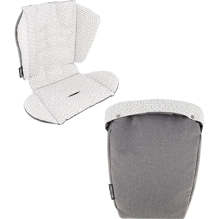 TWISTSHAKE Sitzauflage und Fußsack Set für Tour Kinderwagen, Grau