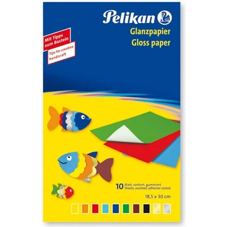 Pelikan Glanzpapier gummiert Mappe mit 10 Blatt in 10 Farben