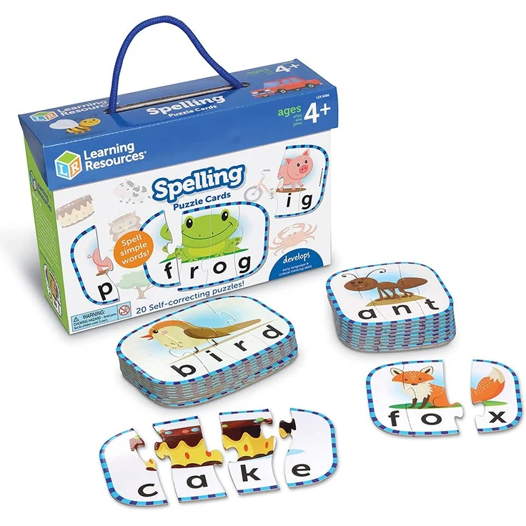 Learning Resources LER6086 Spelling Cards, Preschool Readiness, Self Correcting Puzzles, Ages 4+, Multi
