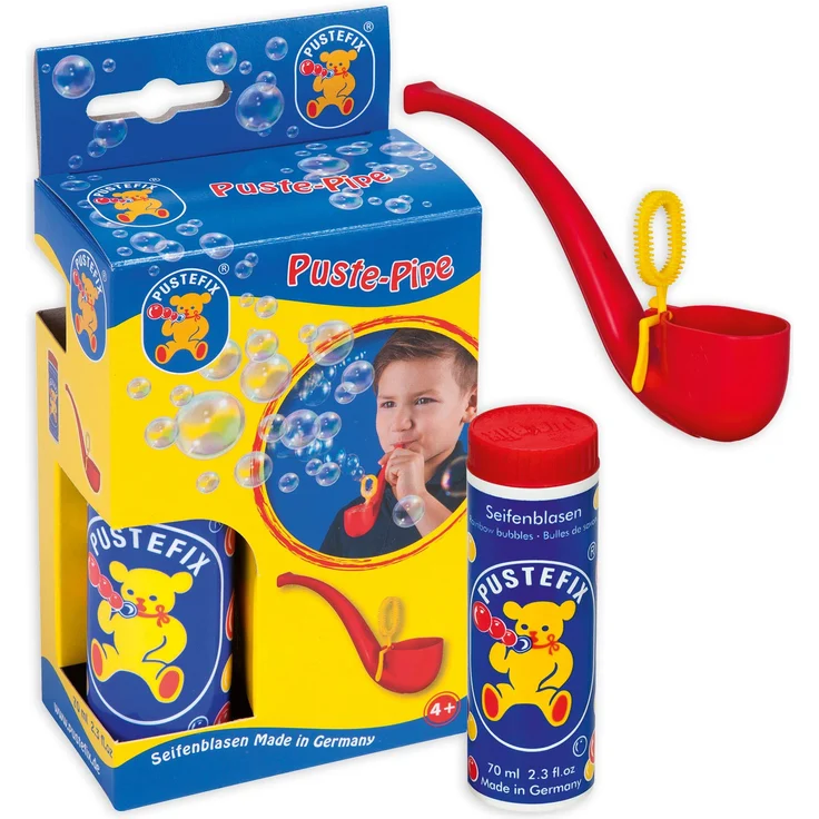 Pustefix Puste-Pipe I 70 ml Seifenblasenwasser I Seifenblasen Spielzeug für Kindergeburtstag, Polterabend, Sommerparty & Hochzeit I Pfeife für Kinder & Erwachsene
