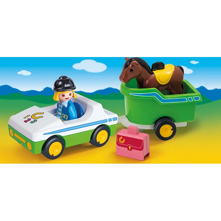 Playmobil 1.2.3 70181 'PKW mit Pferdeanhänger', 5 Teile, ab 1,5 Jahren – Bild 5