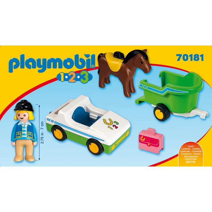 Playmobil 1.2.3 70181 'PKW mit Pferdeanhänger', 5 Teile, ab 1,5 Jahren – Bild 2