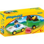 Playmobil 1.2.3 70181 'PKW mit Pferdeanhänger', 5 Teile, ab 1,5 Jahren