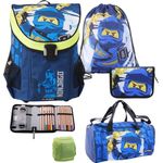 Lego Ninjago Schulranzen Set 5tlg. EASY Ranzen 1. Klasse mit Federmappe und Sporttasche Ninja Jay Blau