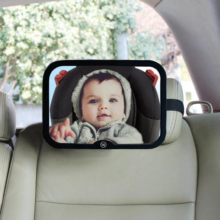 Wicked Chili Auto Baby Spiegel mit Baby on Board Schild, Rücksitzspiegel bruchsicher XXL Sichtfeld 21,5 x 14,5 cm – Bild 8